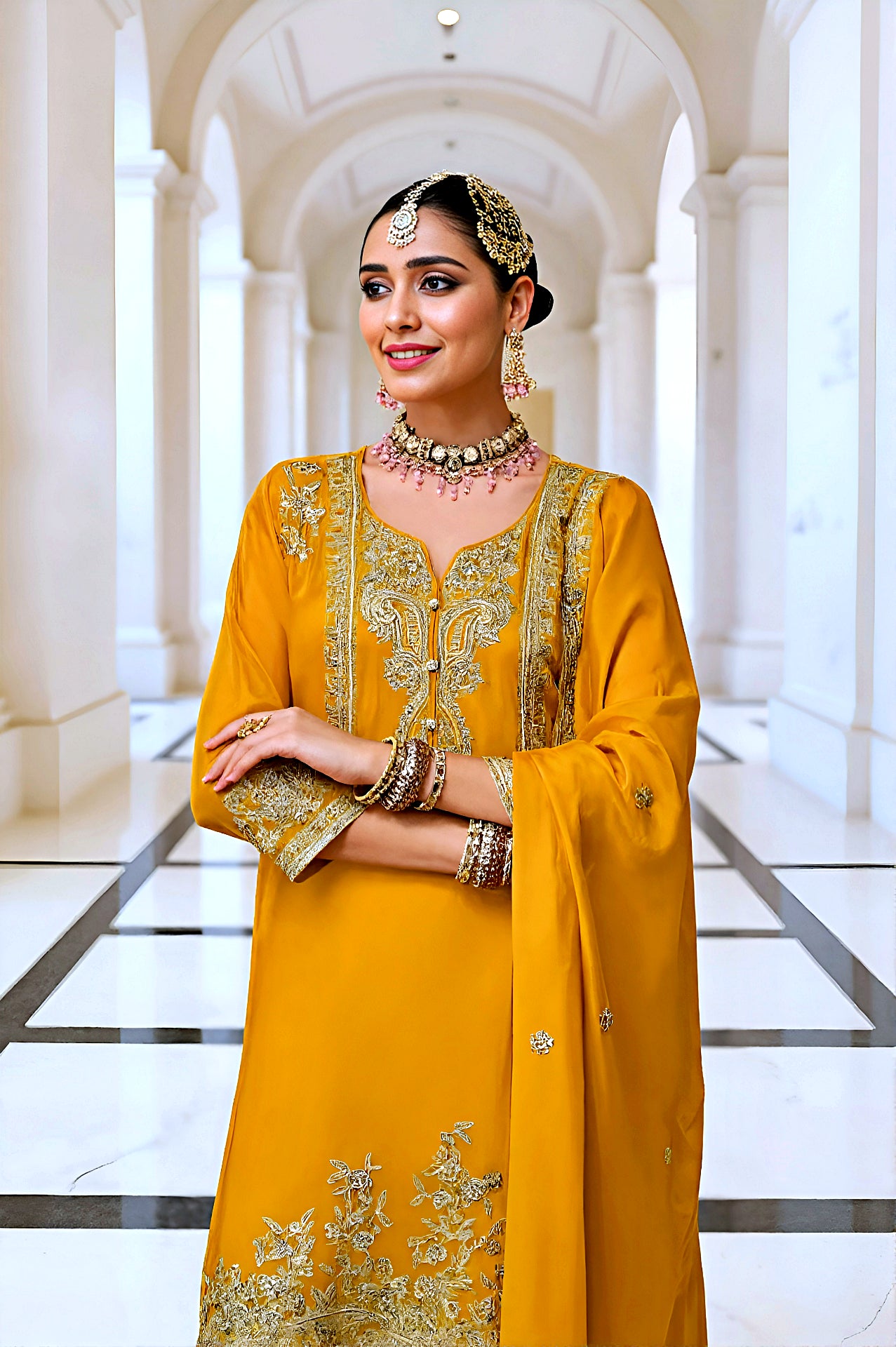 Mustard Embroidered Silk Salwar Suit (Side2)