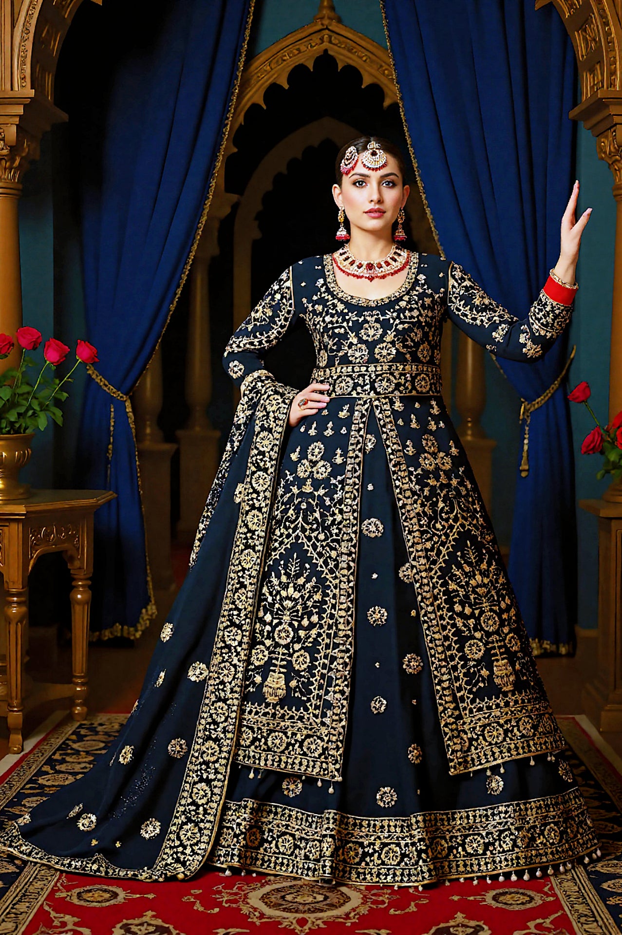 Black Heavy Embroidered Velvet Anarkali Suit (Sit2)